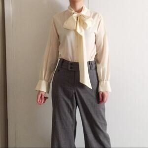 Vintage Cream Blouse with Bow